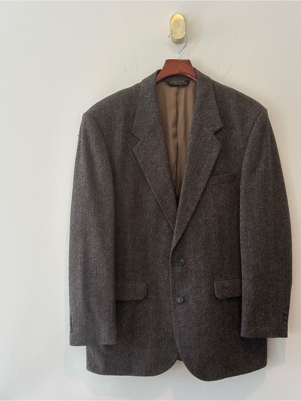 American Trend Men's Blazer Sport Coat Brown Herringbone Wool-Blend Size 42L